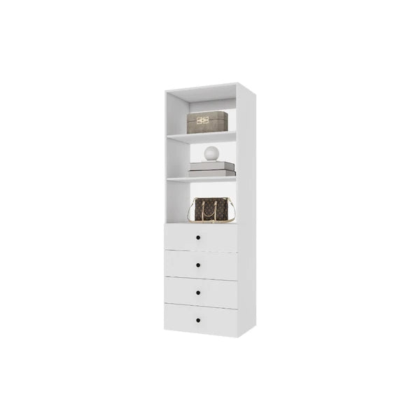 70.2"H Livelylodge Wooden Modular Closet Organizer:Modern Open Wardrobe Closet System With 4 Drawers For Bedroom&Coatroom White Finish