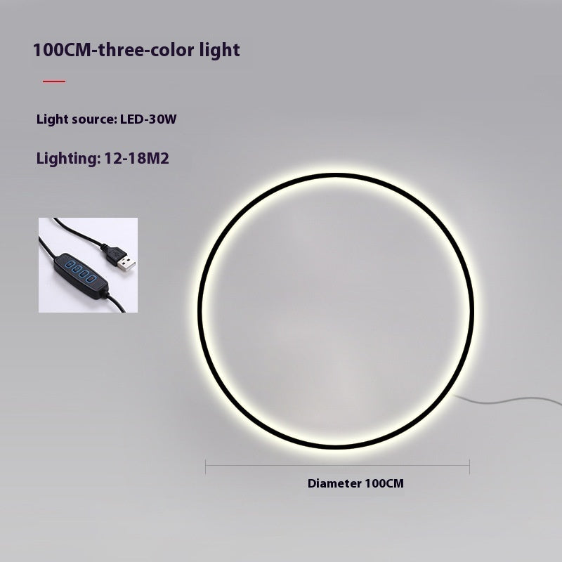 Minimalist Round Bedroom Bedside Lamp Wireless Living Room Sofa Background Wall Hotel Decorative Wall Lamp