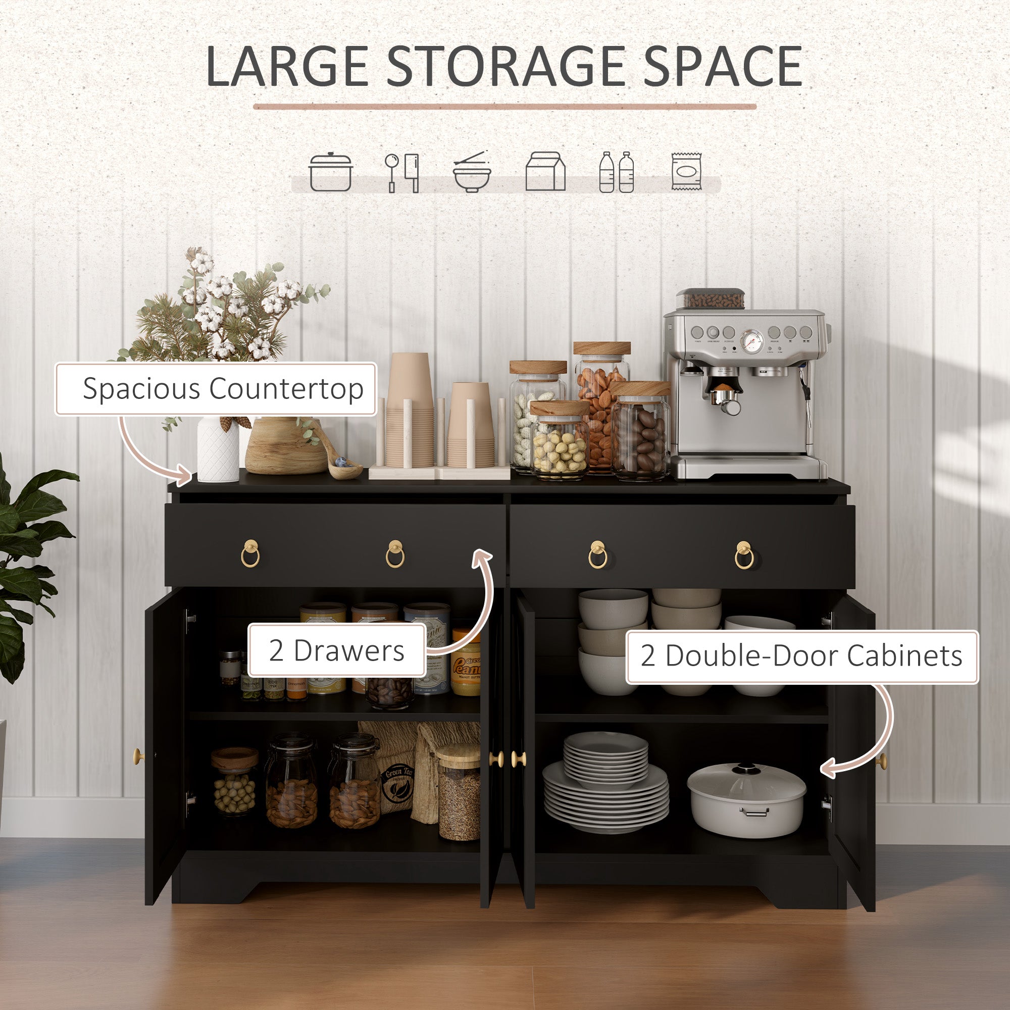 Black Farmhouse Buffet Cabinet