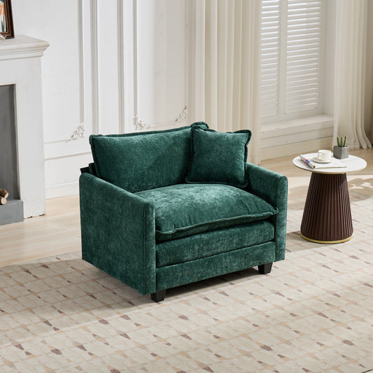 Cloud Sofa One Seat Armrests Are Not Included, Modern Sectional Couch, For Living Room Bedroom And Apartment, Comfy Double Layer Upholstered Seat Cushion, Breathable Chenille Fabric, Green