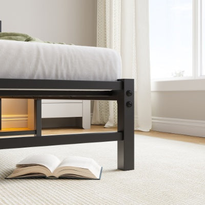 Brown Steel Platform Bed