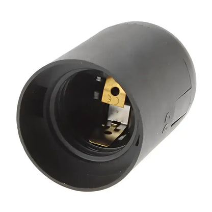 Black plastic e27 lamp bulb holder fitting with gold metal contacts for living room lighting socket
