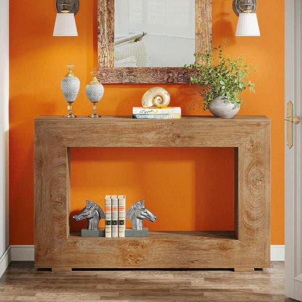 Vintage Wood Console Table Farmhouse Style