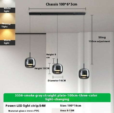 Italian Minimalist Dining Room Glass Chandelier