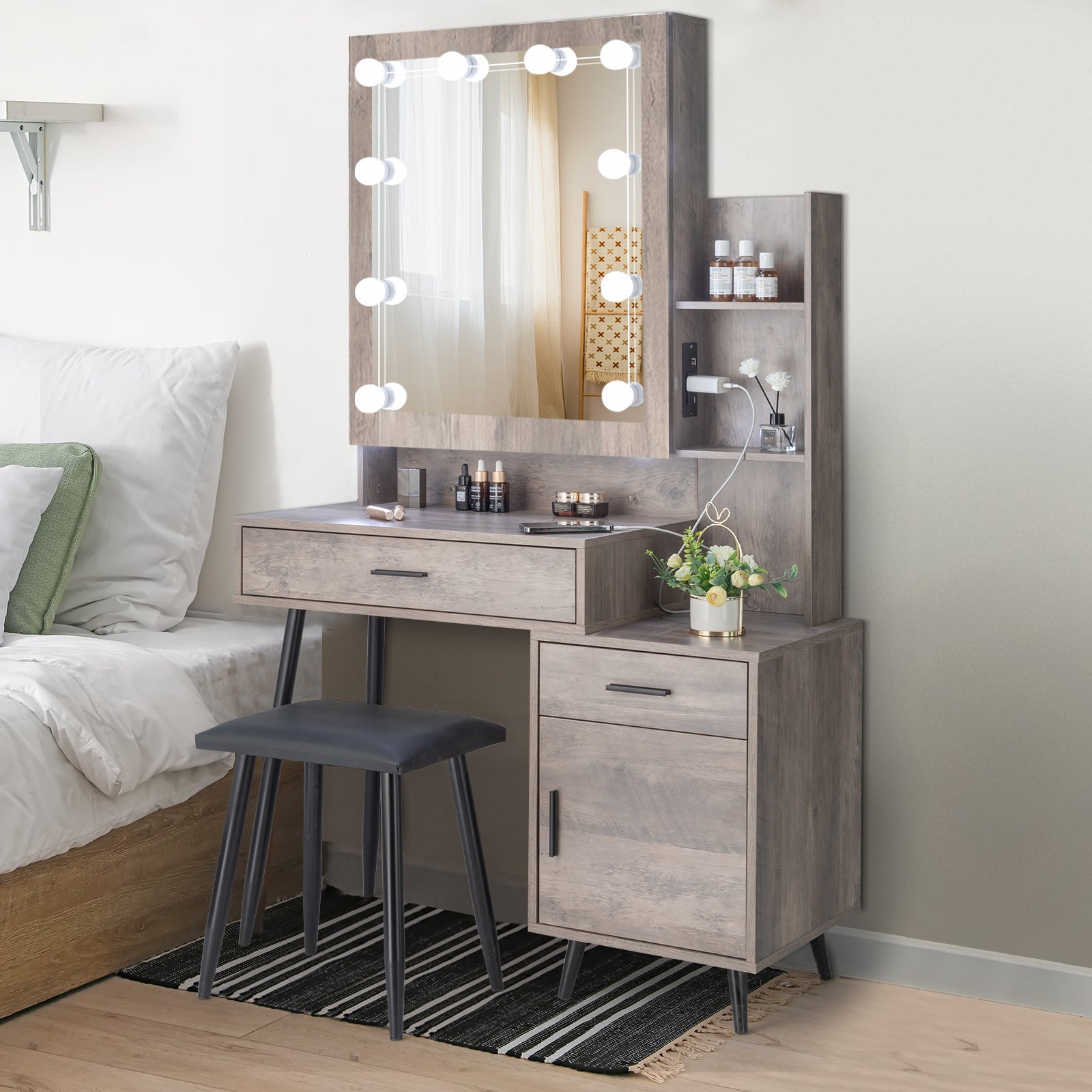 Metallic Industrial Vanity Table