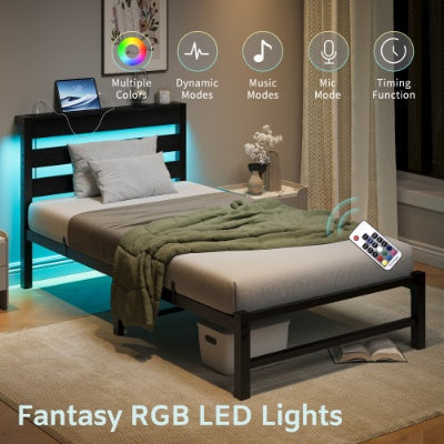 LED Twin Platform Bed