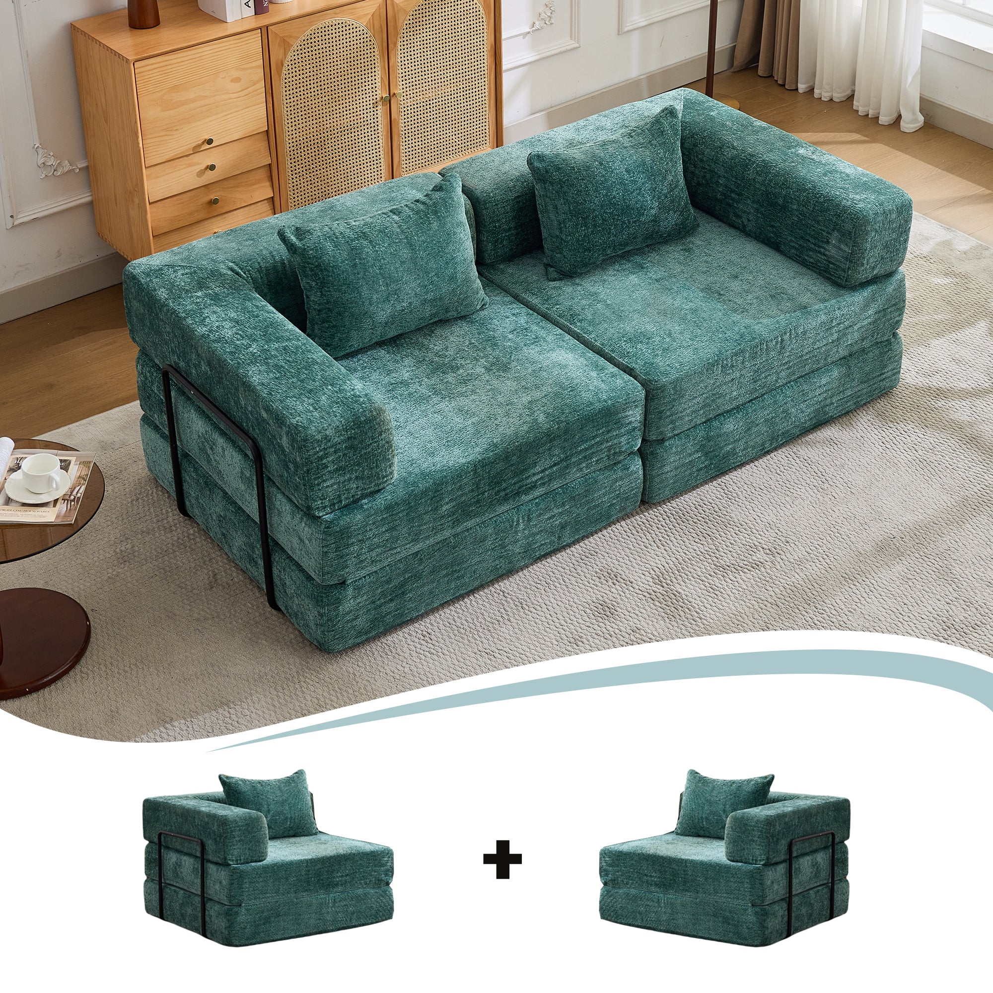 Dark Green Chenille Sofa