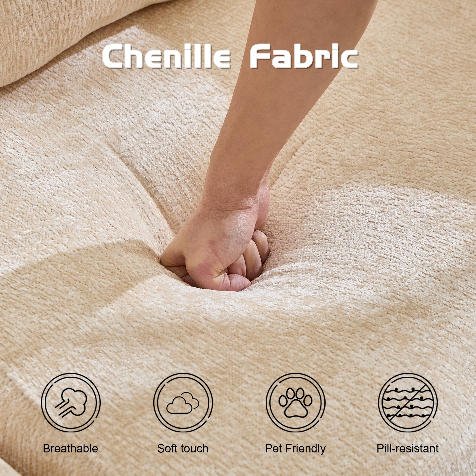 Beige Chenille Sofa