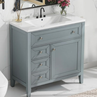 Gray Ceramic Vanity Sink