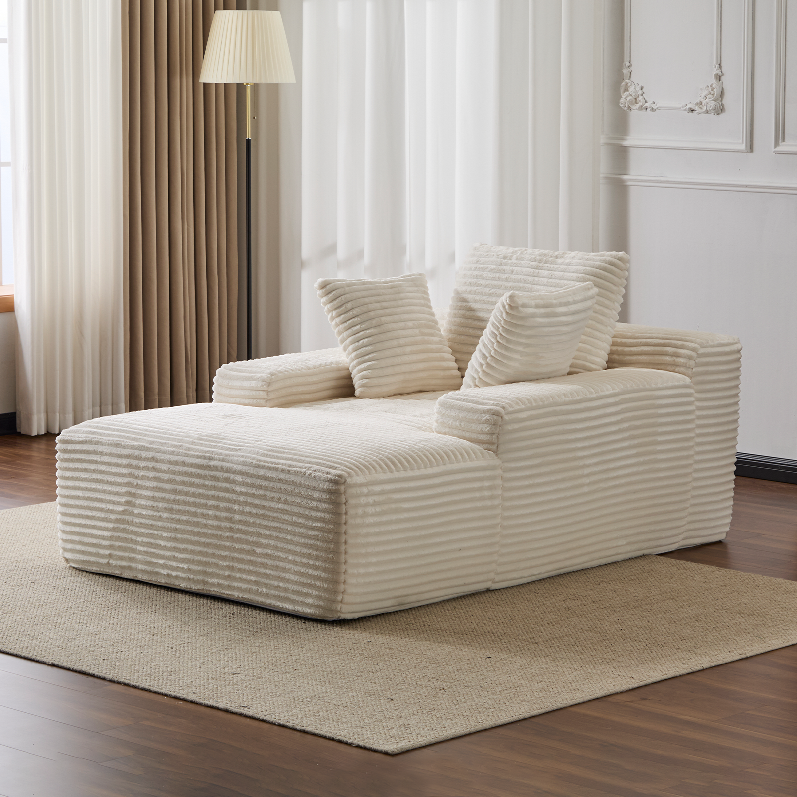 White Corduroy Chaise Lounge
