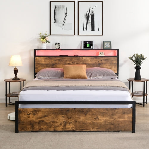 Gray LED Storage Bed