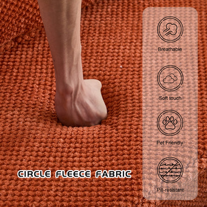 Compression Mahjong Sofa,Convertible Floor Sofa Bed,DIY Boneless Modular Sectional Sofa,No Assembly Required,Circle Fleece Fabric,Oversized 3 Seater With 3 Pillows,Orange