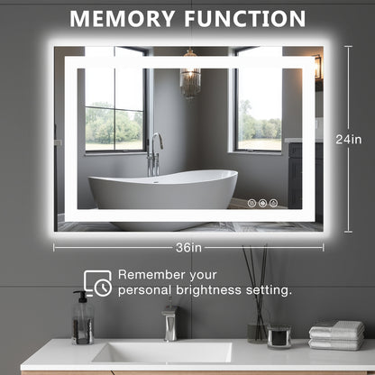 Anti-fog LED Bathroom Mirror With Dual Light Source And Three Lighting Modes