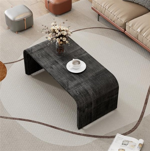 Simple Coffee Table With Curved Decorative Art Design, Suitable For Living Or Dining Rooms