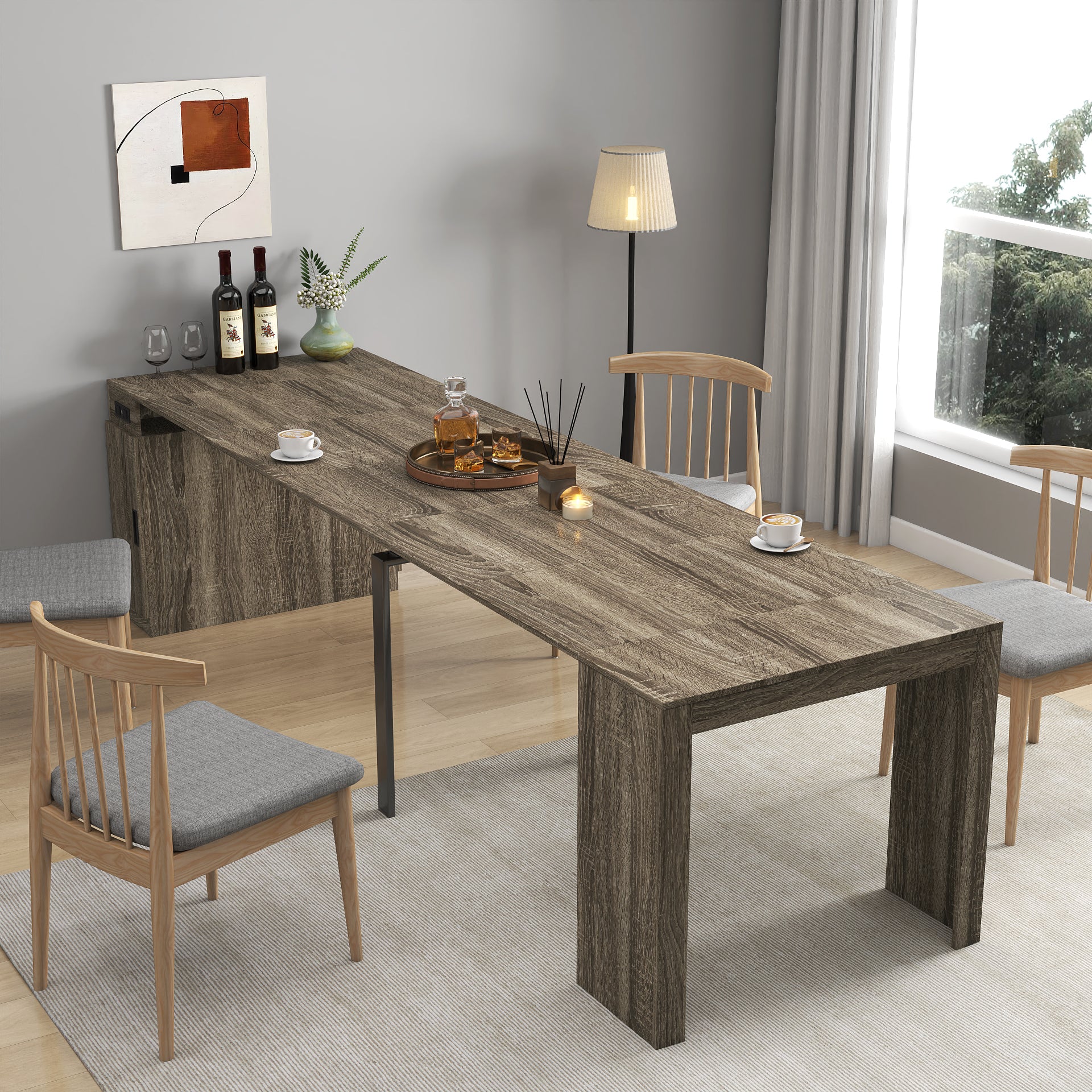 Brown Extendable Dining Table