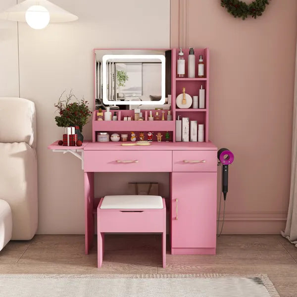 Pink Modern Vanity Desk