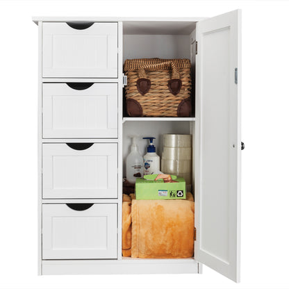 Four Drawer Single Door Bathroom Storage Cabinet