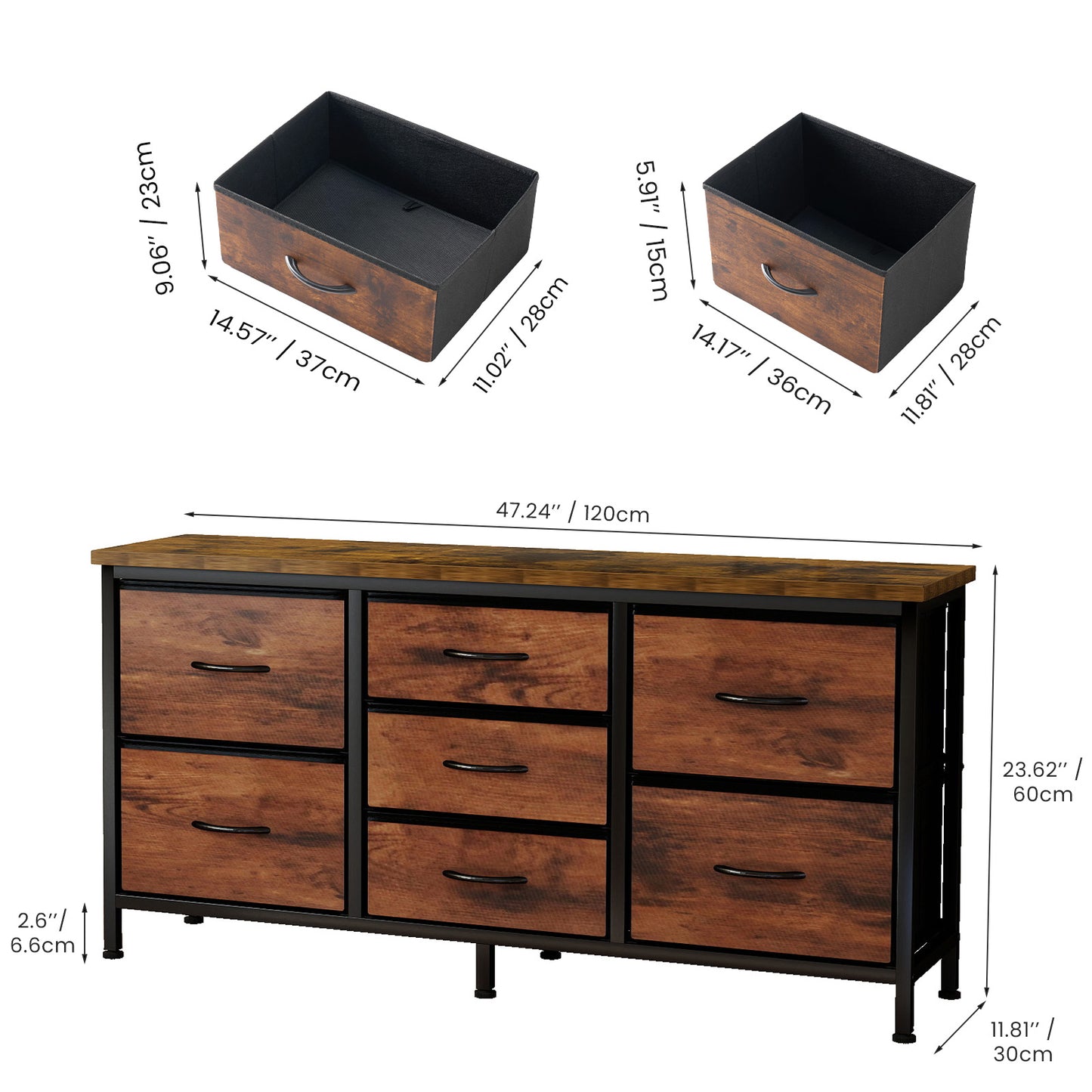 Drawer Dresser For Bedroom, Drawers With Wooden Top Metal Frame