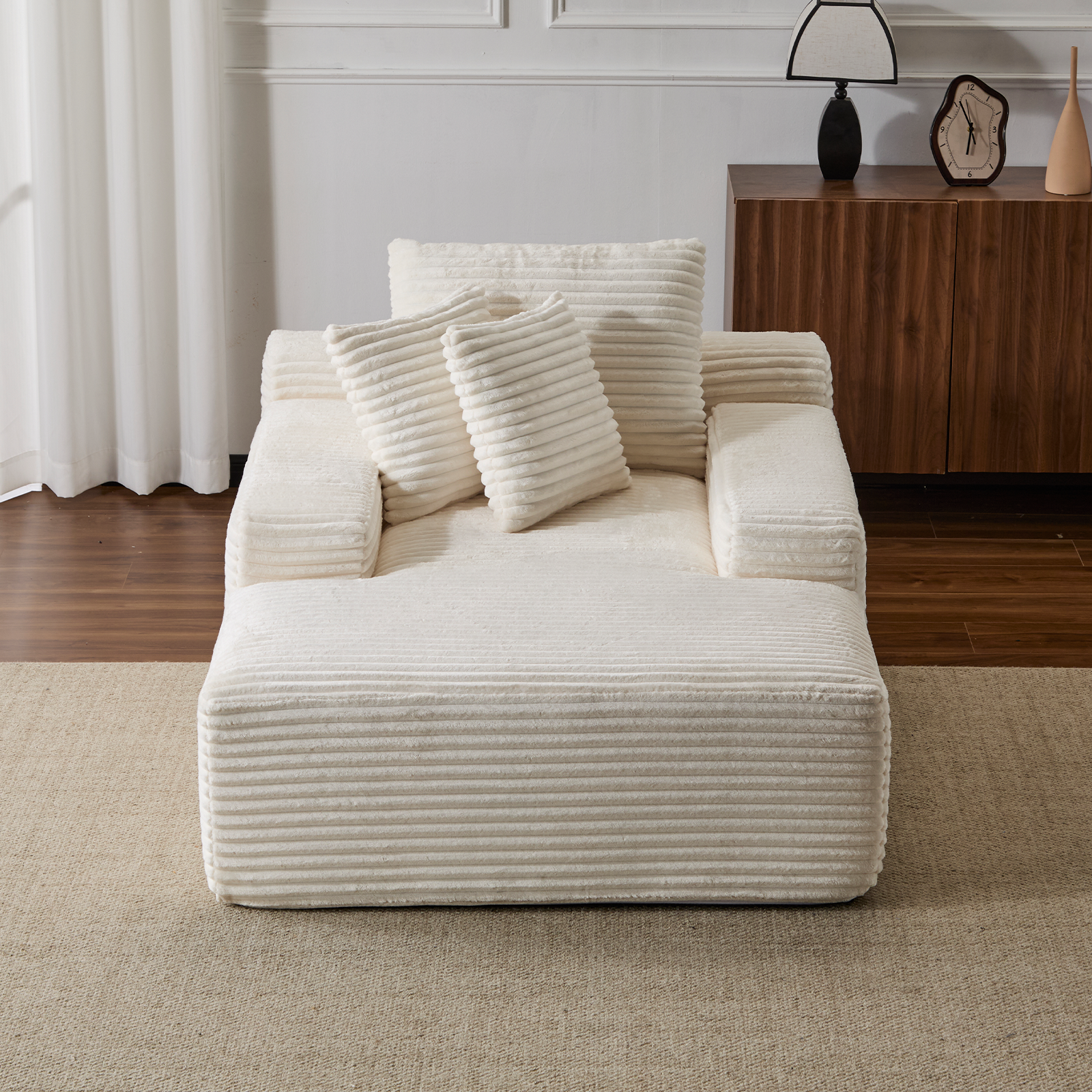White Corduroy Chaise Lounge