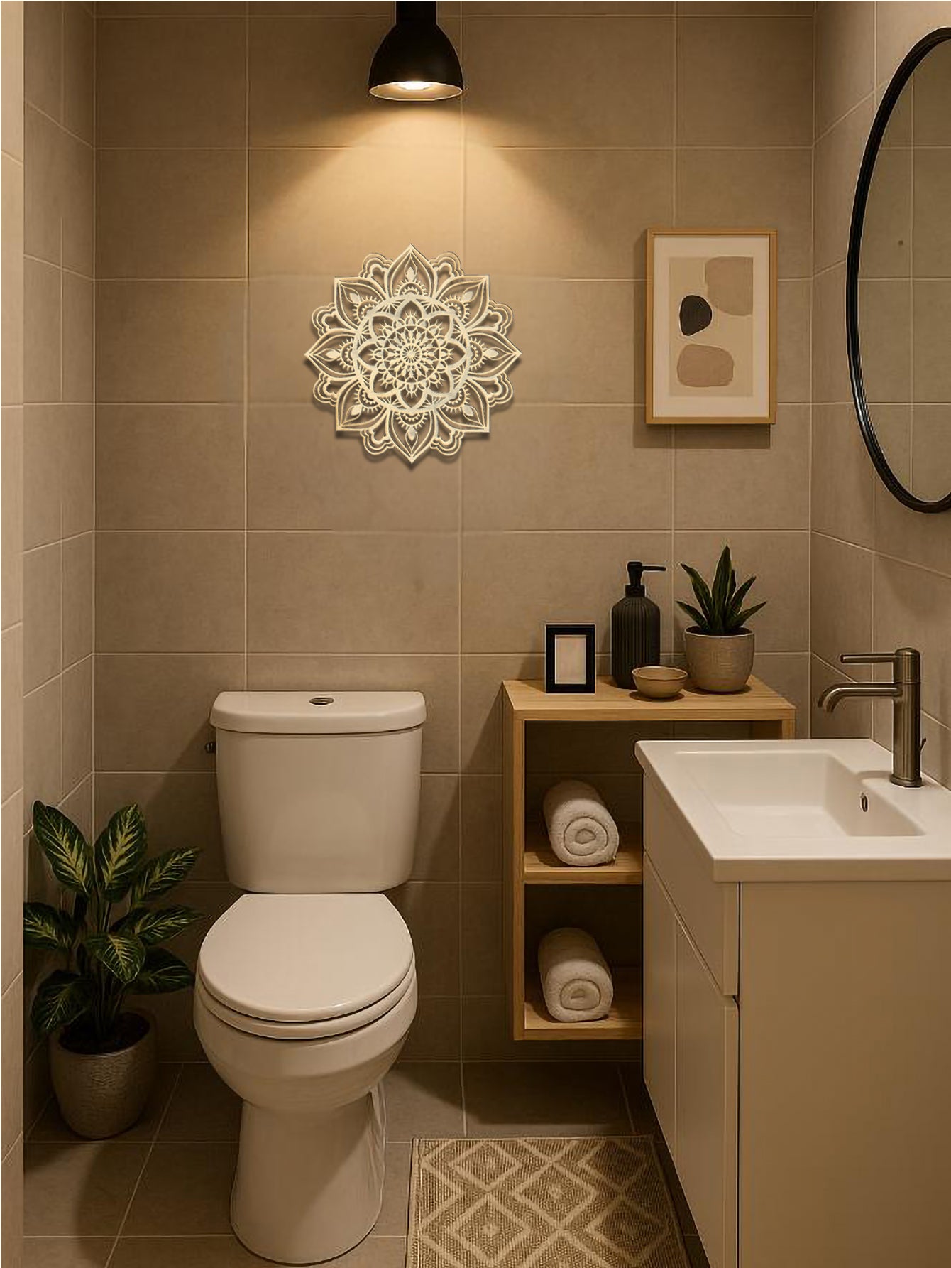 Hand-Hammered Moroccan Metal Mandala Wall Art - Bohemian Living Room Decor