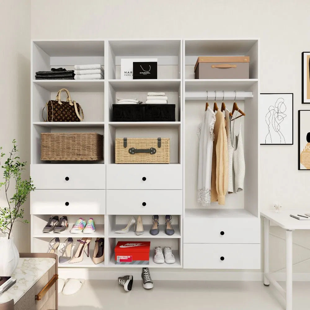 Freestanding White Wardrobe Closet