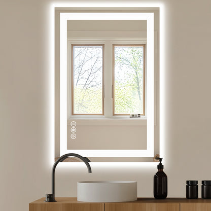 Anti-fog LED Bathroom Mirror With Dual Light Source And Three Lighting Modes