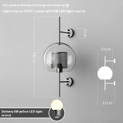 Living Room Wall Lamp Retro Creative Corridor Aisle Glass Ball Wall Lamp