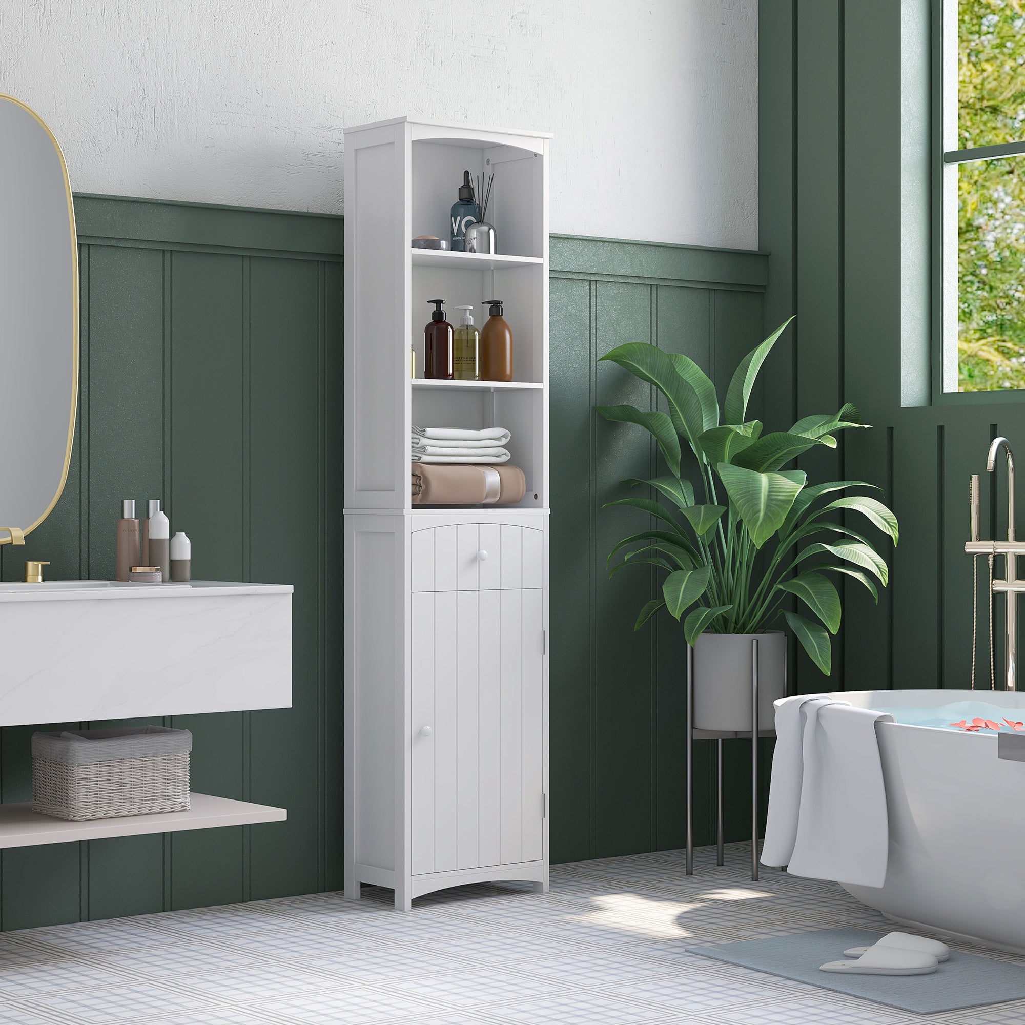 Modern White Storage Cabinet 990x420mm Sturdy