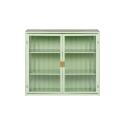 Modern Double Door Wall Cabinet With Glass Door With Three Levels Of Storage For Entrance Living Room, Bathroom, Dining Room, Mint Green Unavailable Platforms- Temu