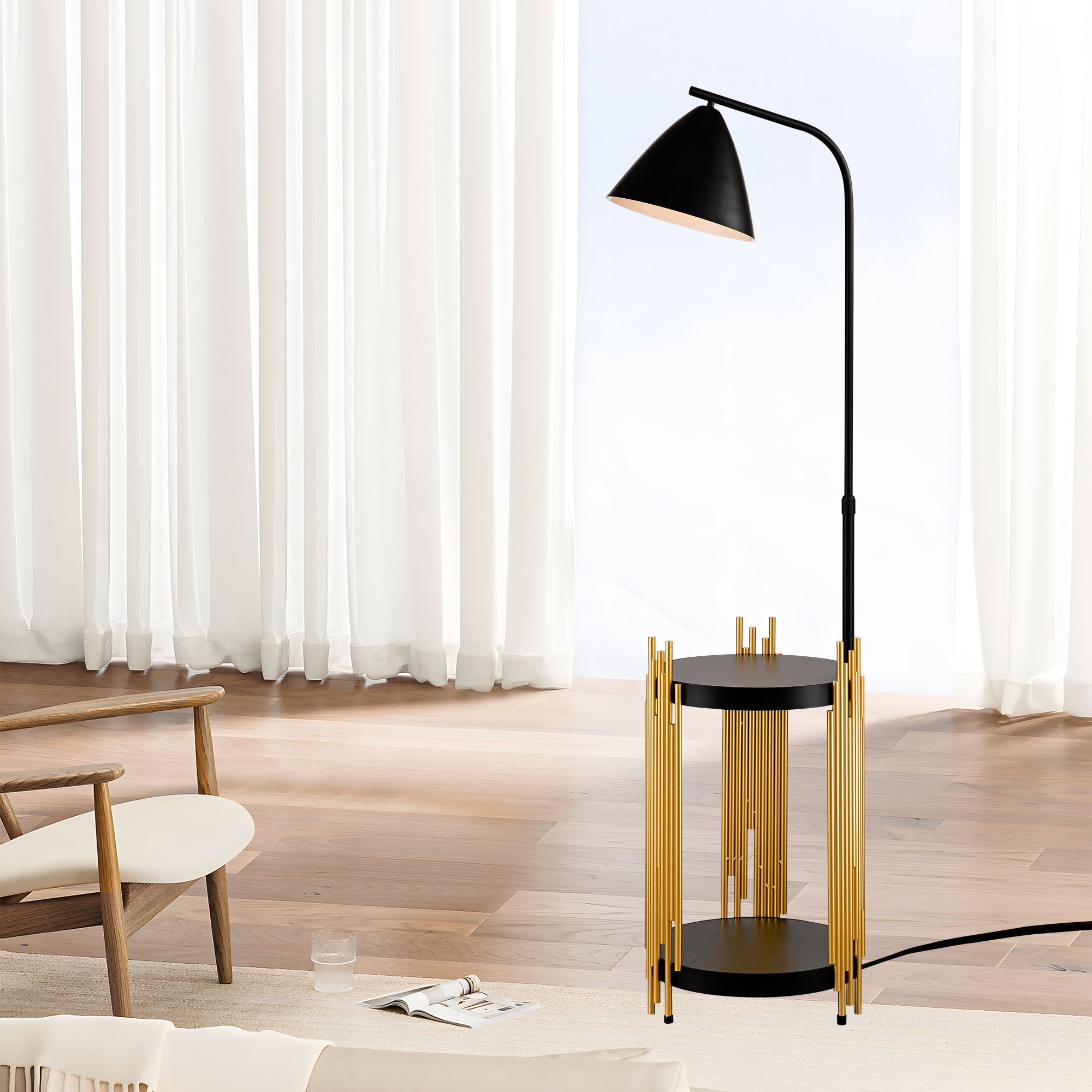 Gold Black Floor Lamp