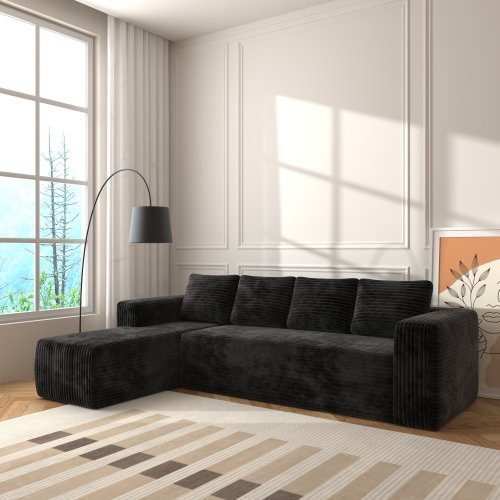 Black Corduroy Modular Sofa