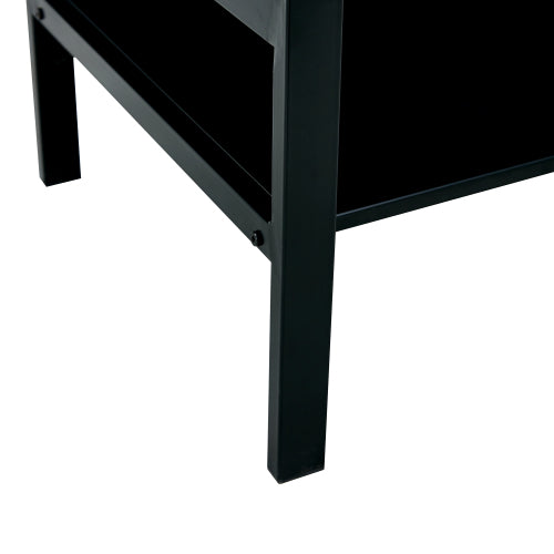 Black Glass Lift Top Table Two-Layer Storage