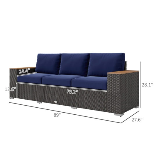 Rattan Three-Seater Outdoor Sofa