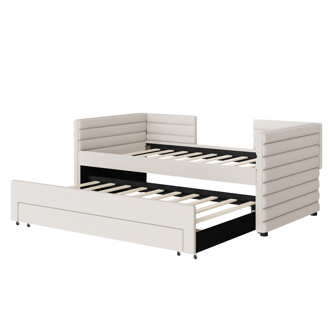 Beige Chenille Daybed Trundle