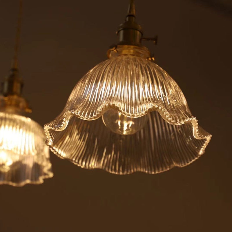 Japanese Retro Brass Glass Pendant Light