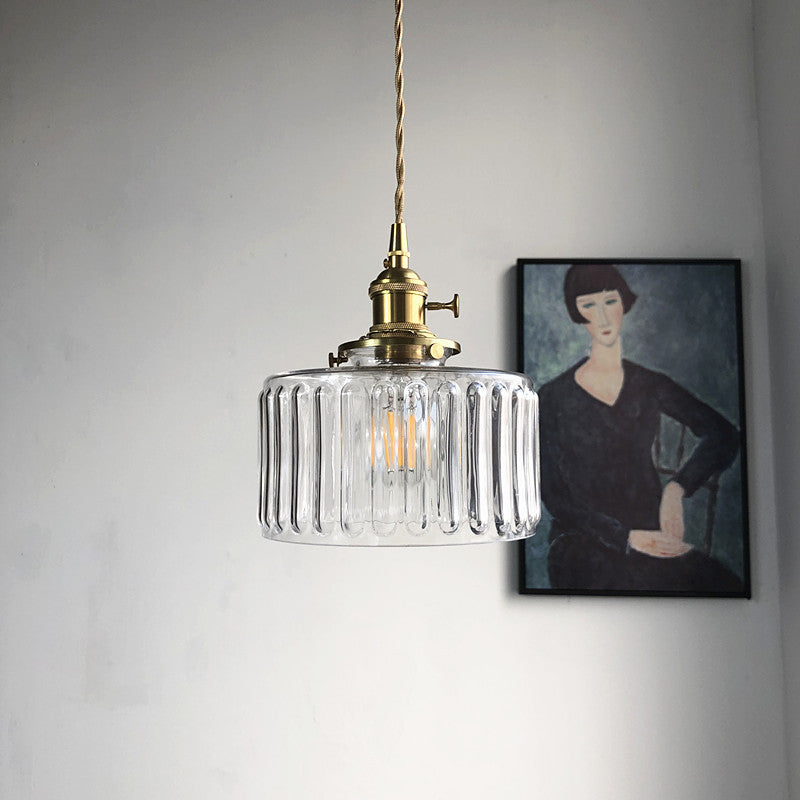 Japanese Retro Simple Brass Glass Chandelier Creative