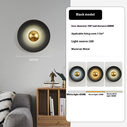Bedroom Bedside Background Wall Round Led Wall Lamp