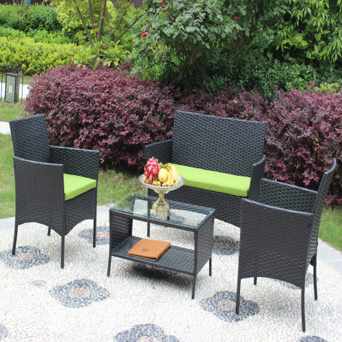 Green Rattan Patio Set
