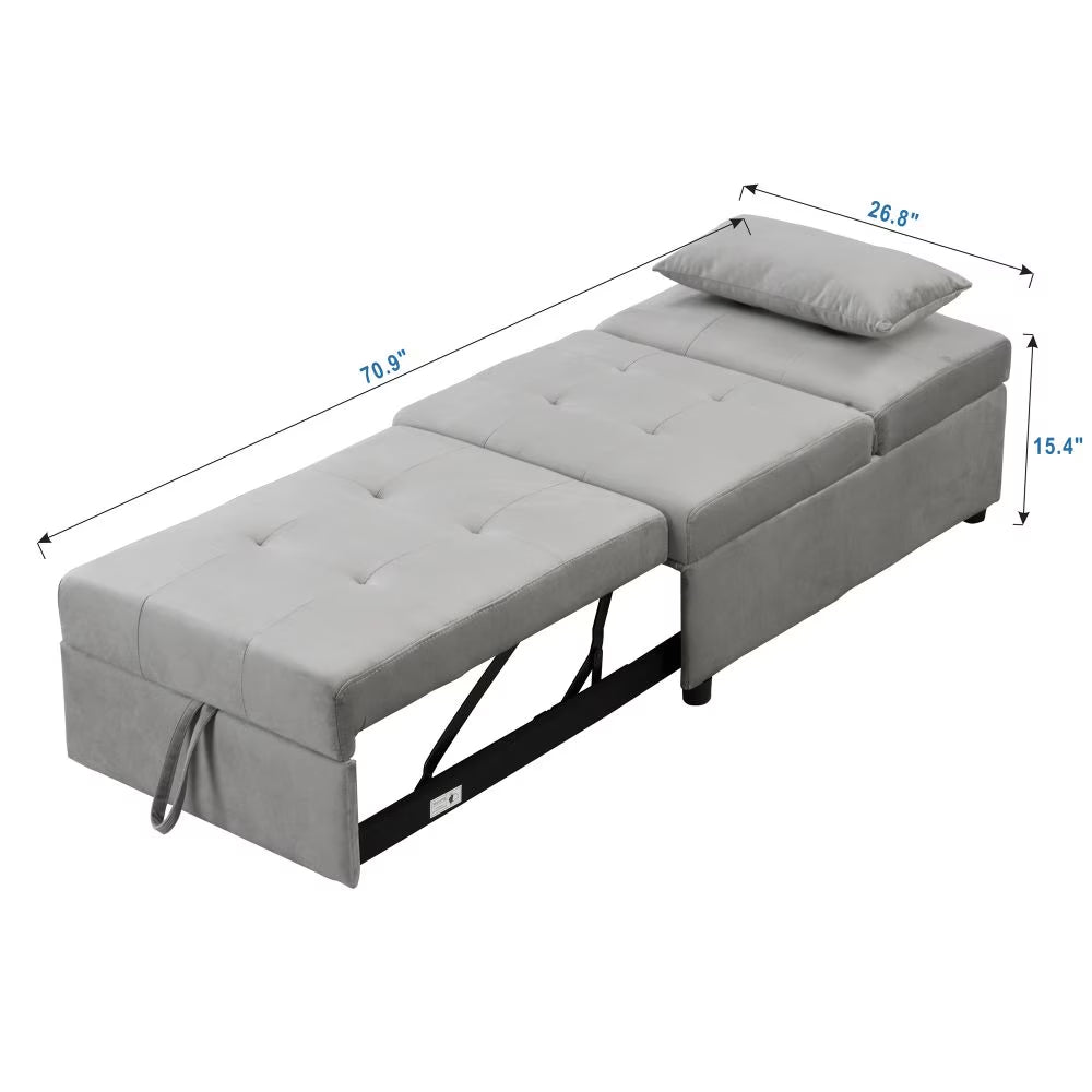 Gray Folding Ottoman Bed