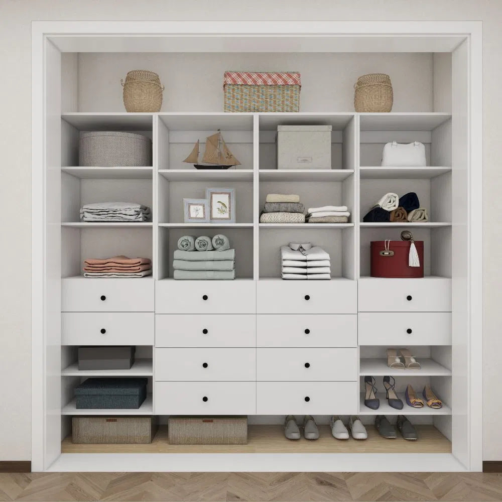 White Wall Mounted Closet Organizer With Shelves