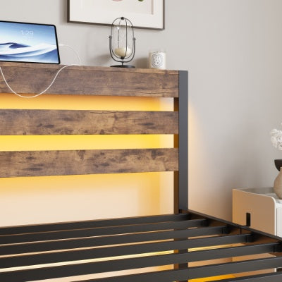 Brown Steel Platform Bed