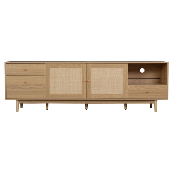 Wood Rattan TV Console