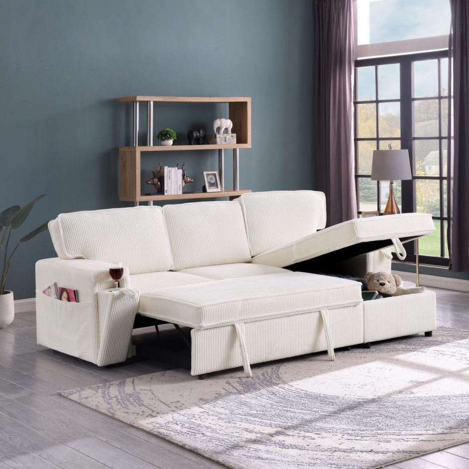 Beige Chenille Sectional Sofa