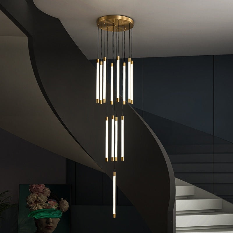 Copper Long Staircase Chandelier