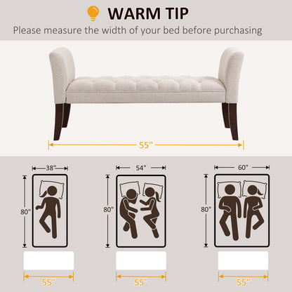 Upholstered Bedroom Bench with Button Tufted Design