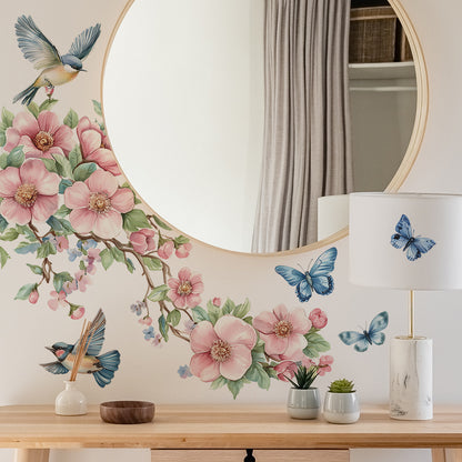 Branch Leaf Bird Butterfly Bedroom Home Beautification Decoration Wall Sticker