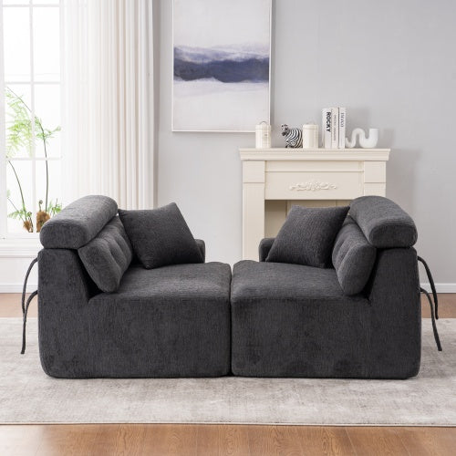 Gray Chenille 4-Seater Sofa