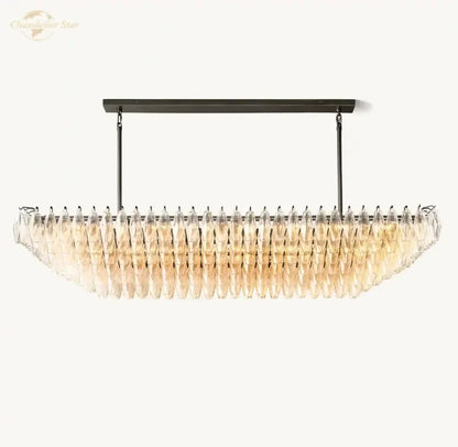 Elegant amber clear glass tiered chandelier with sleek black metal frame for dining room decorbites clear glass pendant light