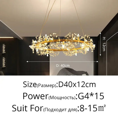 Elegant black dandelion flower chandelier led living room light with gold-toned intricate flower chandelier led decorbites dandelion flower