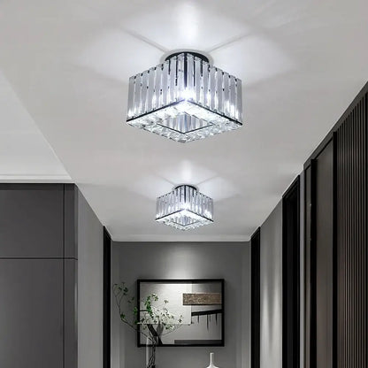 Modern square crystal led pendant light with sleek black metal frame for elegant brass and crystal led dining room decorbites